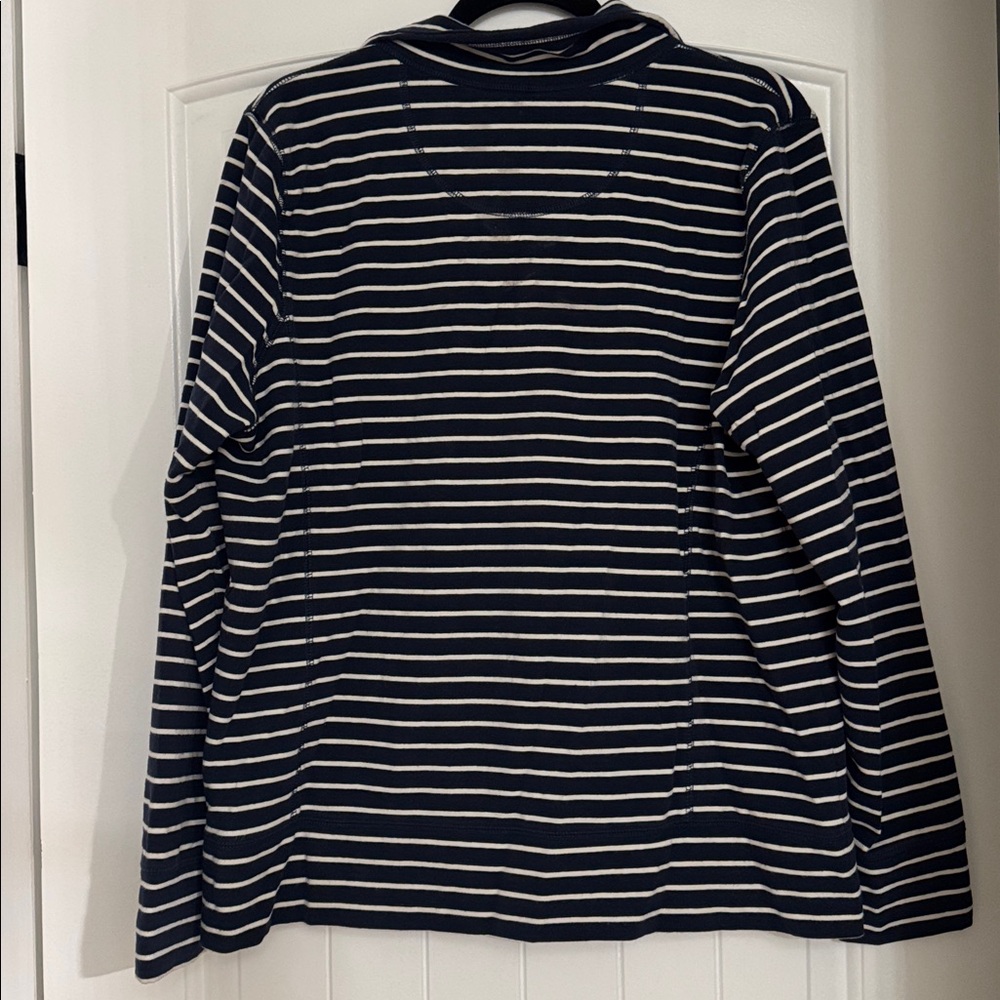L.L. Bean Blue and White Striped Zip Up - Picture 3 of 5